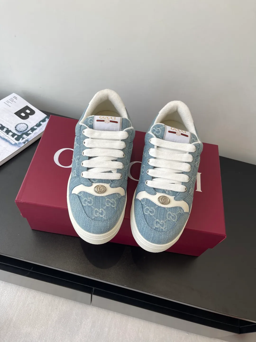 👟👟Ex-factory price 600👟👟 Gucci newly upgraded small dirty shoes for couples GG series old casual small dirty shoes catwalk style original development and purchase level version Metal double G crystal cylindrical logo Gucci original pattern ribbon Exclusive color rubbed cowhide fabric original terry cloth is delicate, soft and more comfortable and breathable Private molded two-color original TPU outsole (lower layer is wider, upper layer is narrower) Code number: 35-44